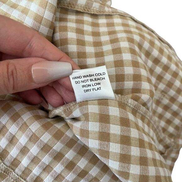 Blashe Large Mini Skirt Tan White Print Slit Short NWT Boutique Casual - Picture 5 of 8